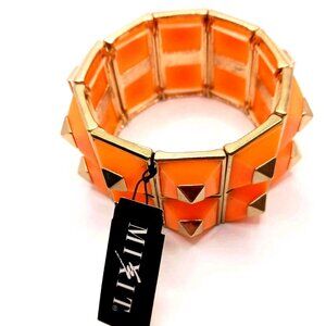 Spike Stretchy Bracelet Orange + Gold 9 Inches Mixit New With Tags